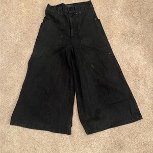 Black Wide-Leg Denim Pants